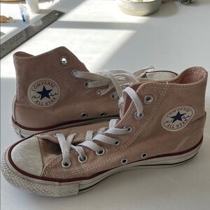 Converse Light Pink High Tops with White Laces
